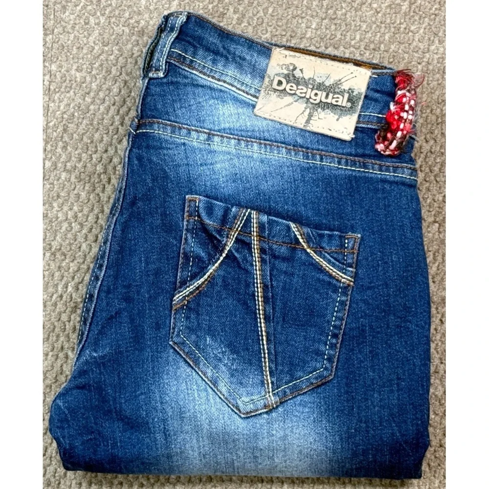 Desigual Rainbow The Pun Slim Pit Women‎ Jeans Size 28 (Actual 28x32)